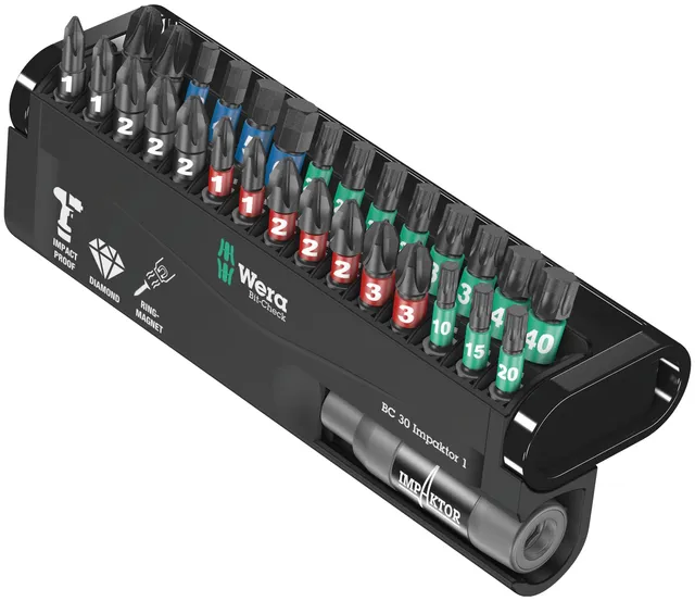 wera-bit-check-30-impaktor-05057690001-coffret-de-30-embouts-choc-avec-porte-emb image 1