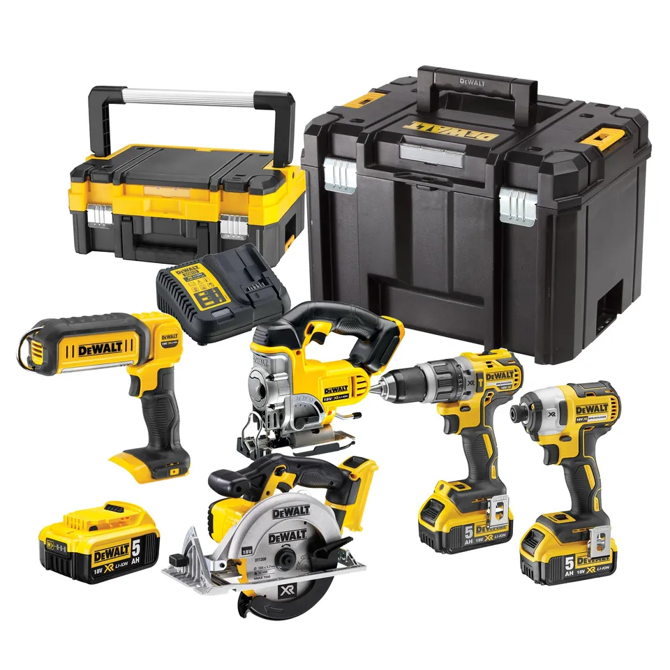 dewalt-dck551p3t-qw-pack-5-outils-xr-18-v-perceuse-visseuse-dcd791-visseuse-choc image 1