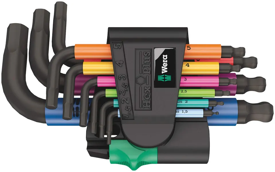 wera-950-9-hex-plus-multicolour-2-jeu-de-9-cl-s-m-les-coud-es-btr-m-triques-blac image 1