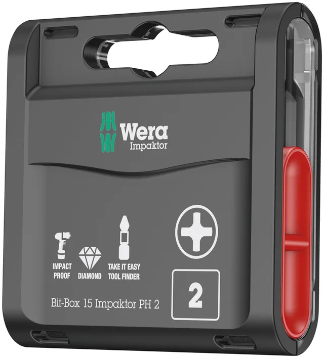 wera-05057752001-bit-box-15-impaktor-ph-2-bo-te-de-15-embouts-phillips-ph2-25-mm image 1