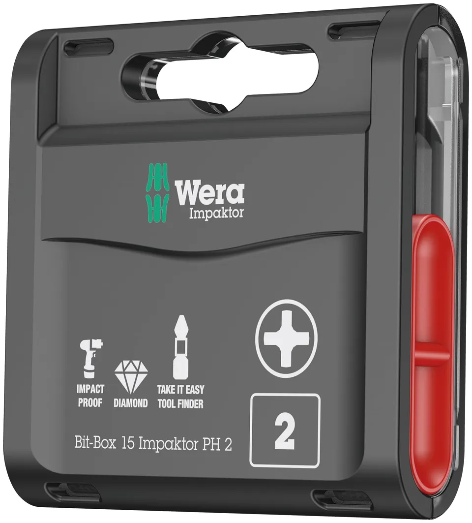 wera-05057752001-bit-box-15-impaktor-ph-2-bo-te-de-15-embouts-phillips-ph2-25-mm image 1