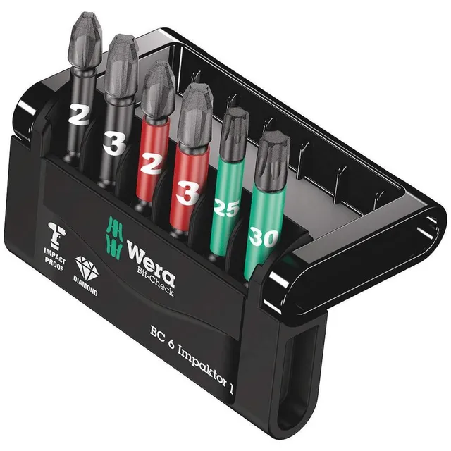 wera-bit-check-6-impaktor-2-jeu-de-6-embouts-de-vissage-50-mm-ph2-ph3-tx25-tx30- image 1
