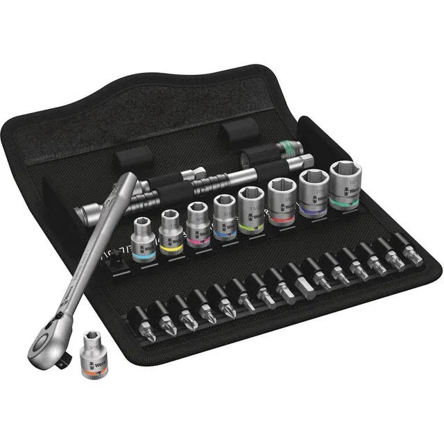 wera-zyklop-metal-8100-sa-11-jeu-cliquet-1-4-imp-rial-28-pi-ces-avec-levier-d-in image 1