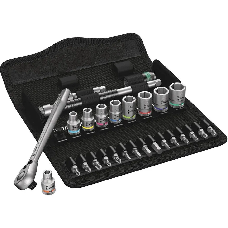 wera-zyklop-metal-8100-sa-11-jeu-cliquet-1-4-imp-rial-28-pi-ces-avec-levier-d-in image 1