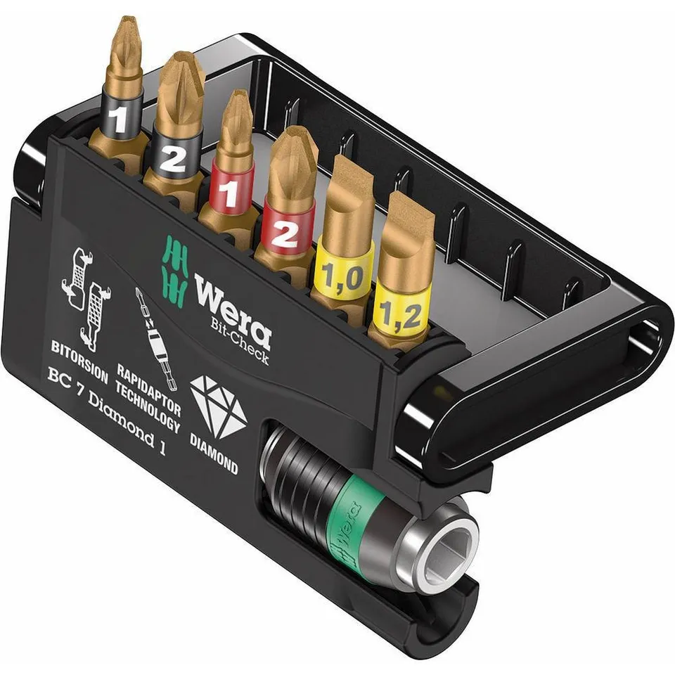 wera-bit-check-7-diamond-1-coffret-7-embouts-bitorsion-pointe-diamant-e-avec-rap image 1
