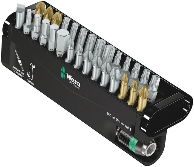 wera-bc-universal-30-bit-check-jeu-d-embouts-30-pi-ces-avec-porte-embouts-rapida image 1