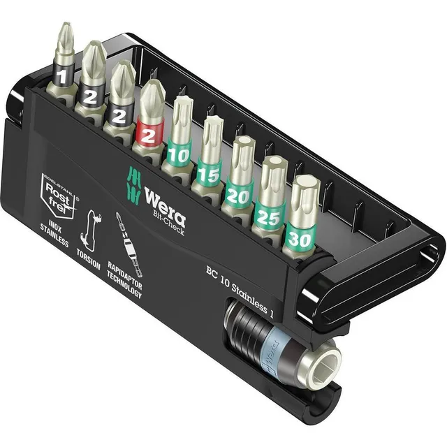 wera-bit-check-bc-10-9-stainless-coffret-10-pi-ces-embouts-et-porte-embouts-inox image 1