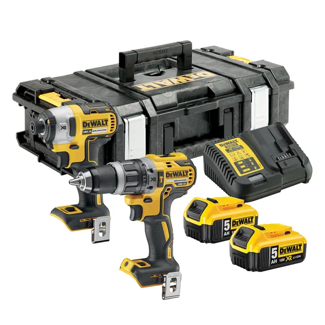 dewalt-dck266p2-qw-kit-double-18-v-xr-brushless-perceuse-percussion-dcd796-visse image 1