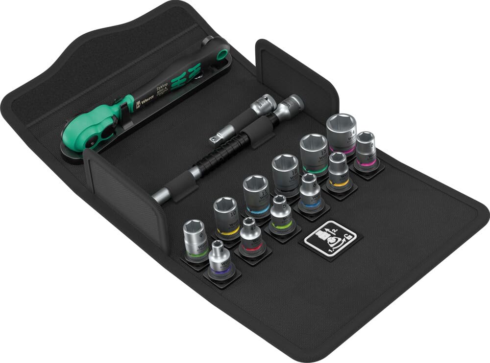 wera-8100-sa-13-jeu-de-douilles-cliquet-zyklop-comfort-1-4-m-trique-15-pi-ces image 1