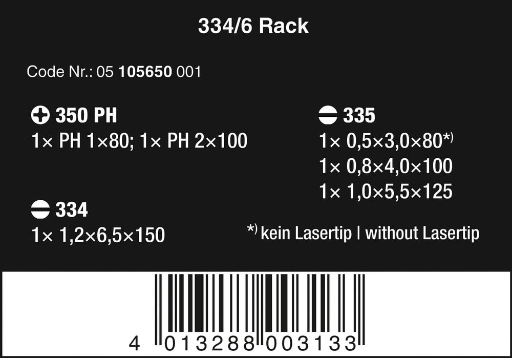 wera-334-6-kraftform-plus-lasertip-jeu-de-6-tournevis-fente-et-phillips-avec-rac image 2