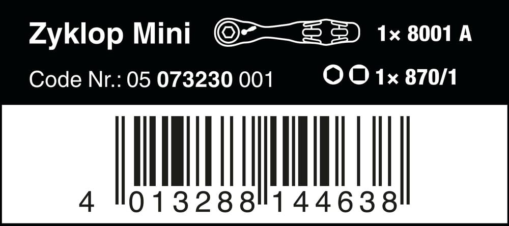wera-8001-a-zyklop-mini-cliquet-embouts-1-4-sb-2-pi-ces-60-dents-05008110001 image 2