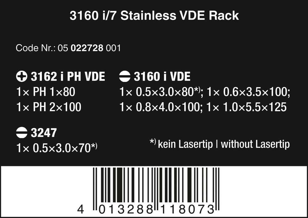 wera-3160-i-7-jeu-de-7-tournevis-isol-s-vde-1000v-inox-kraftform-stainless-rack- image 2