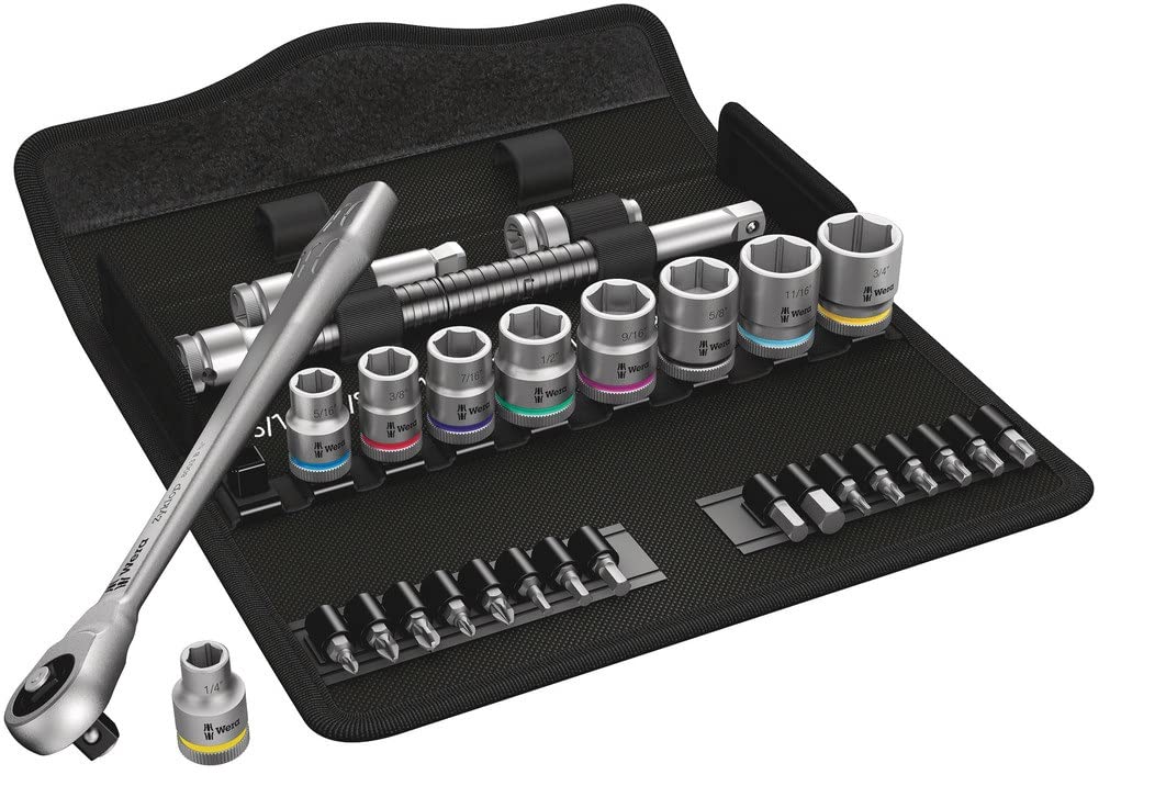 wera-8100-sb-10-jeu-zyklop-metal-ratchet-3-8-syst-me-imp-rial-avec-carr-traversa image 1