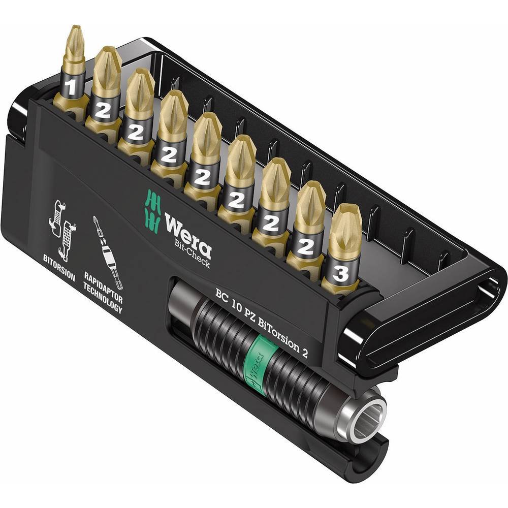 wera-bit-check-10-pz-bi-torsion-2-coffret-10-embouts-pozidriv-extra-durs-0534715 image 1