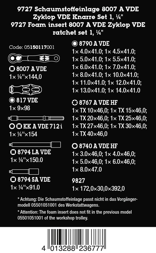 wera-9727-insert-en-mousse-jeu-zyklop-8007-a-vde-1-1-4-30-pi-ces image 2