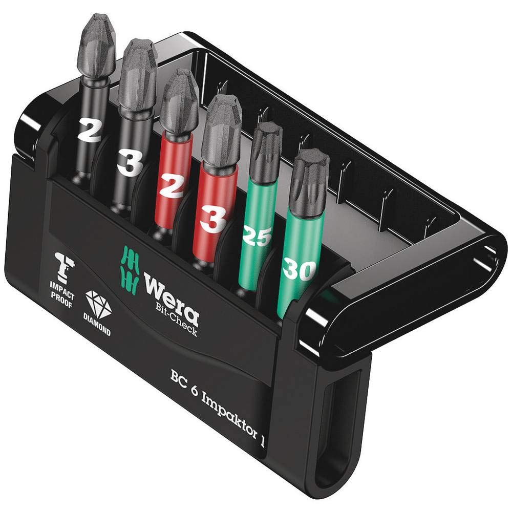 wera-bit-check-6-impaktor-2-jeu-de-6-embouts-de-vissage-50-mm-ph2-ph3-tx25-tx30- image 1