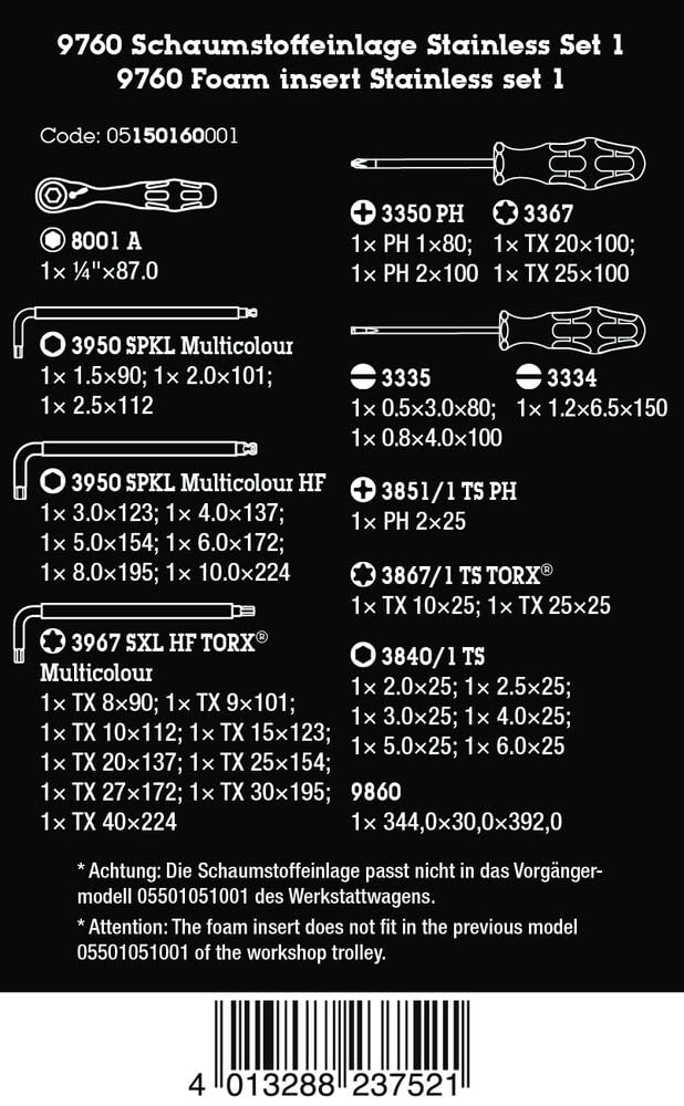 wera-9760-stainless-set-1-insert-en-mousse-bicolore-avec-outils-en-acier-inoxyda image 2