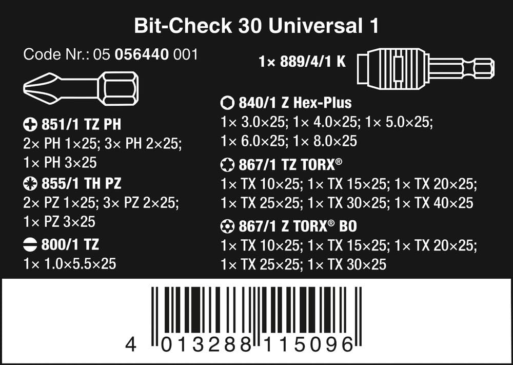 wera-bc-universal-30-bit-check-jeu-d-embouts-30-pi-ces-avec-porte-embouts-rapida image 2