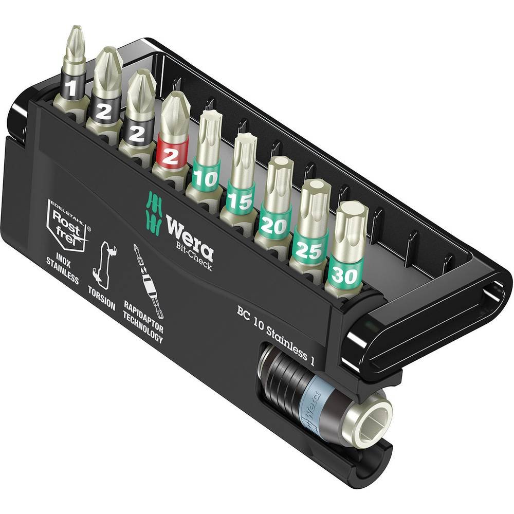 wera-bit-check-bc-10-9-stainless-coffret-10-pi-ces-embouts-et-porte-embouts-inox image 1