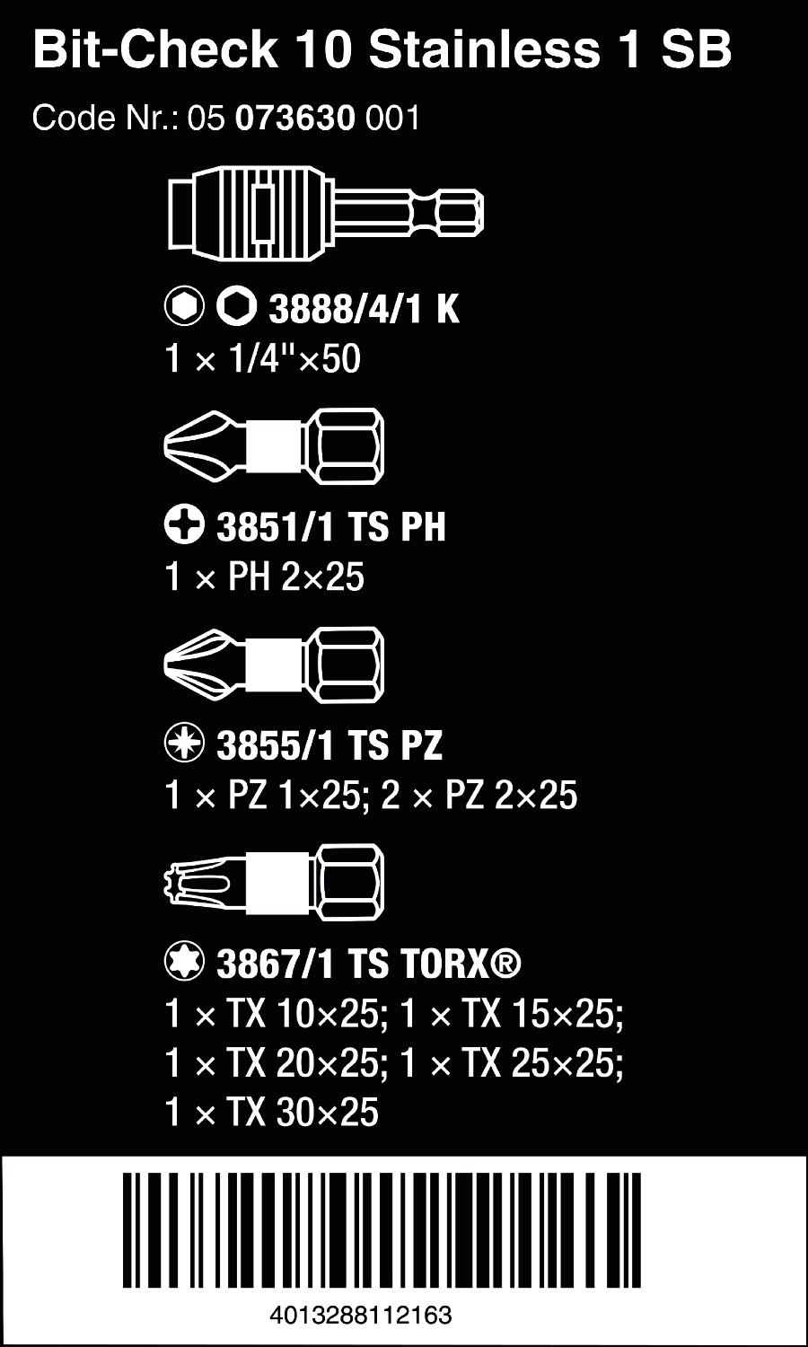 wera-05073630001-bit-check-10-stainless-1-sb-coffret-10-pi-ces-embouts-inox-port image 2