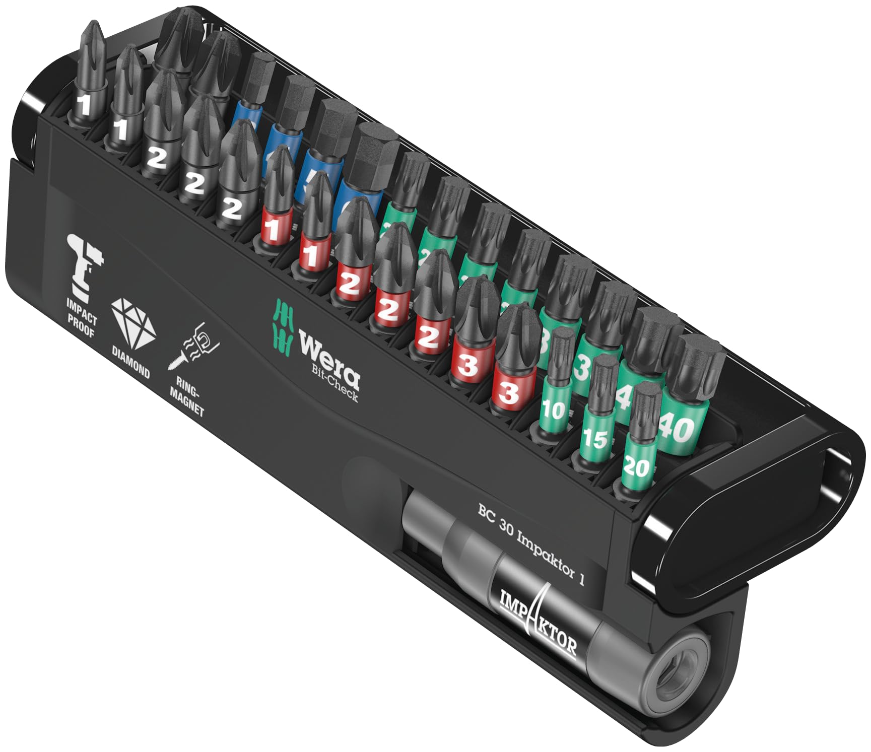 wera-bit-check-30-impaktor-05057690001-coffret-de-30-embouts-choc-avec-porte-emb image 1