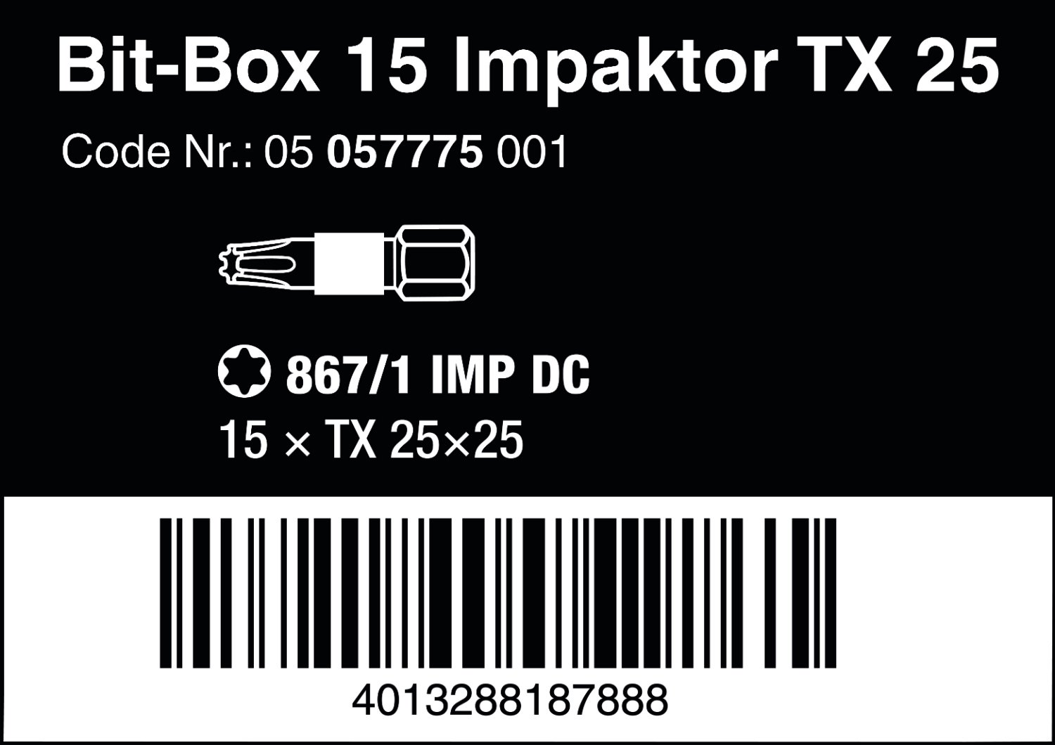 wera-05057775001-bit-box-15-impaktor-tx-25-bo-te-de-15-embouts-torx-tx25-impakto image 2