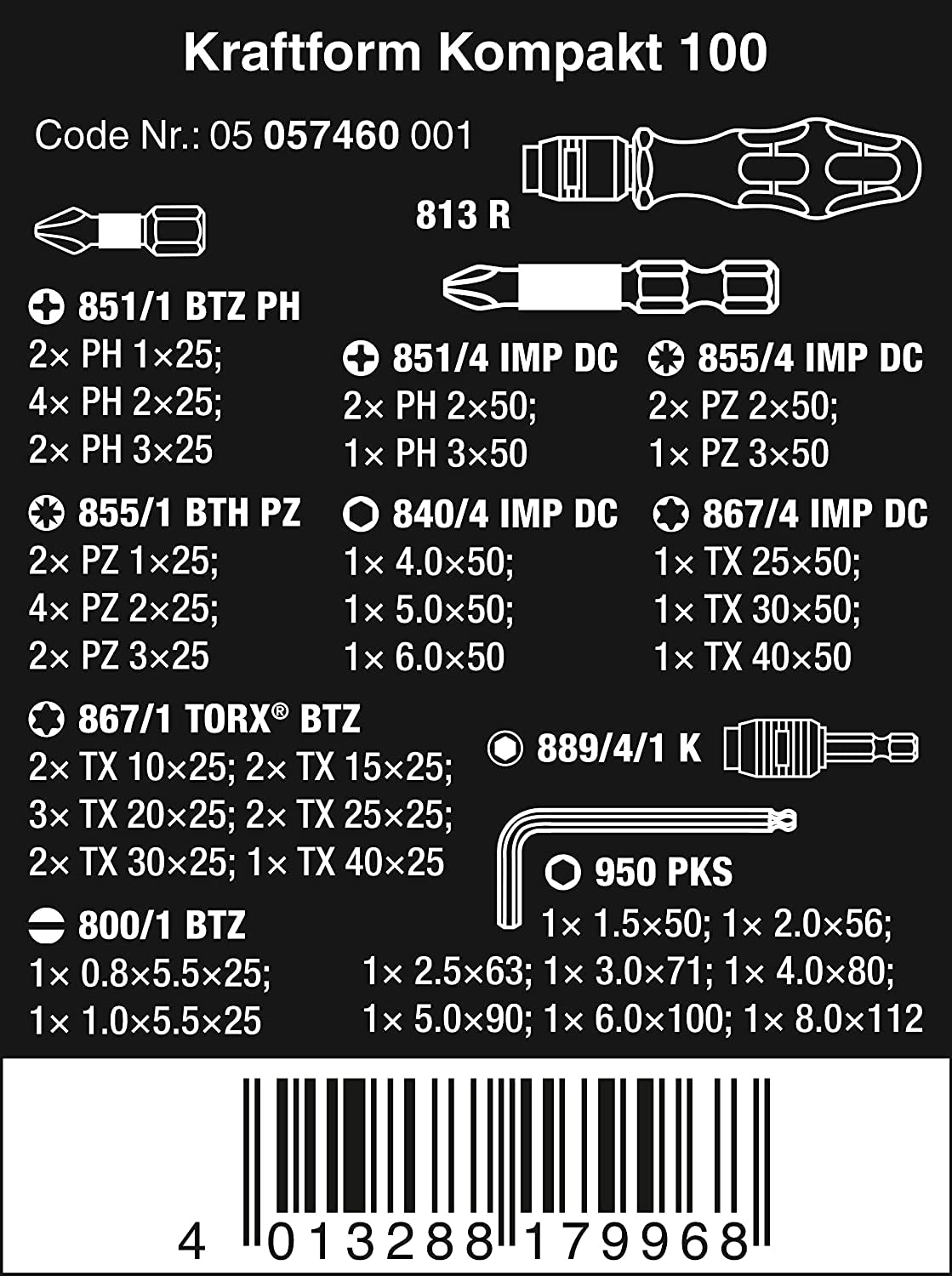 wera-kraftform-kompakt-100-coffret-52-pi-ces-porte-embouts-rapidaptor-embouts-bi image 2