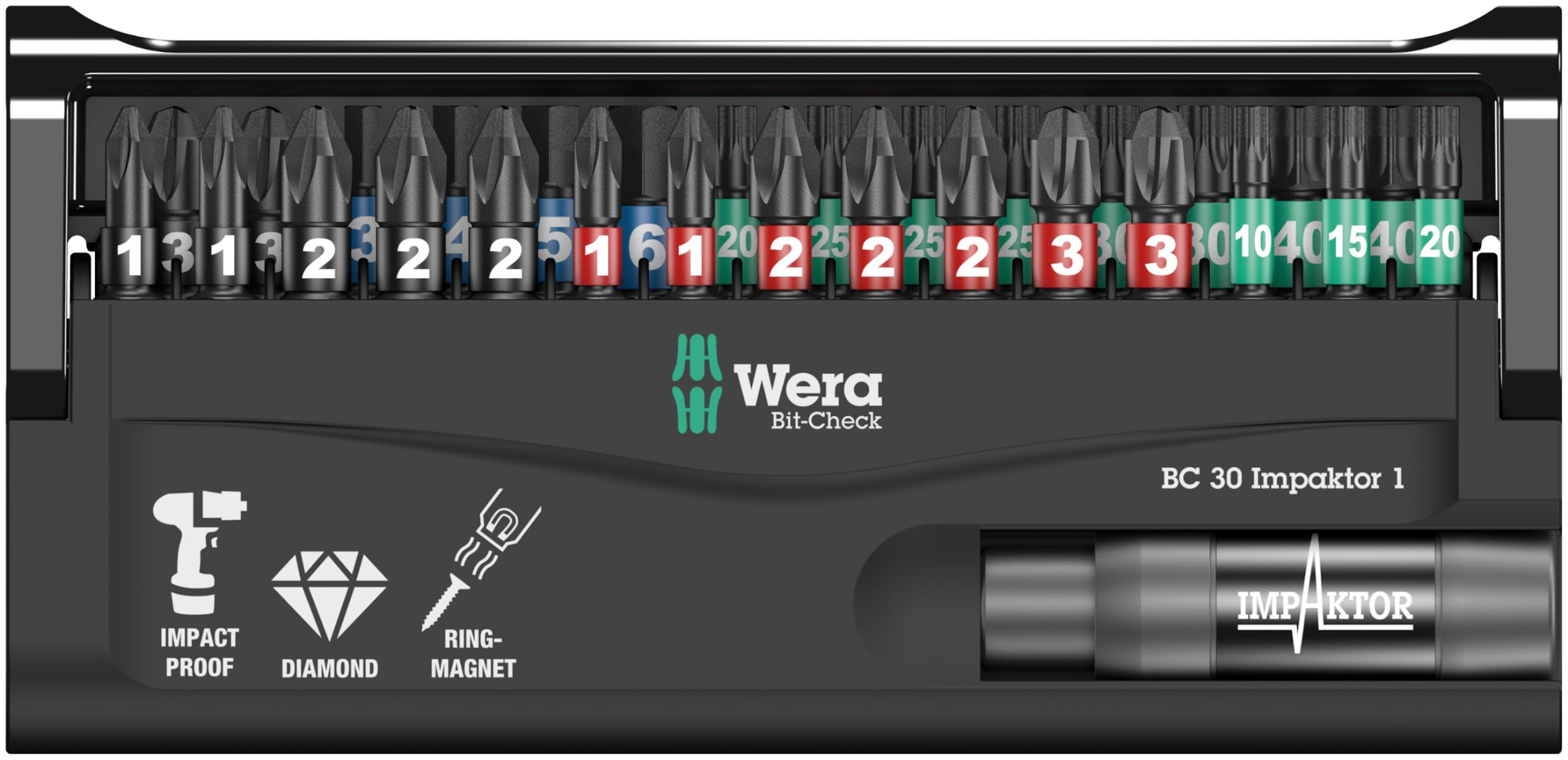 wera-bit-check-30-impaktor-05057690001-coffret-de-30-embouts-choc-avec-porte-emb image 2