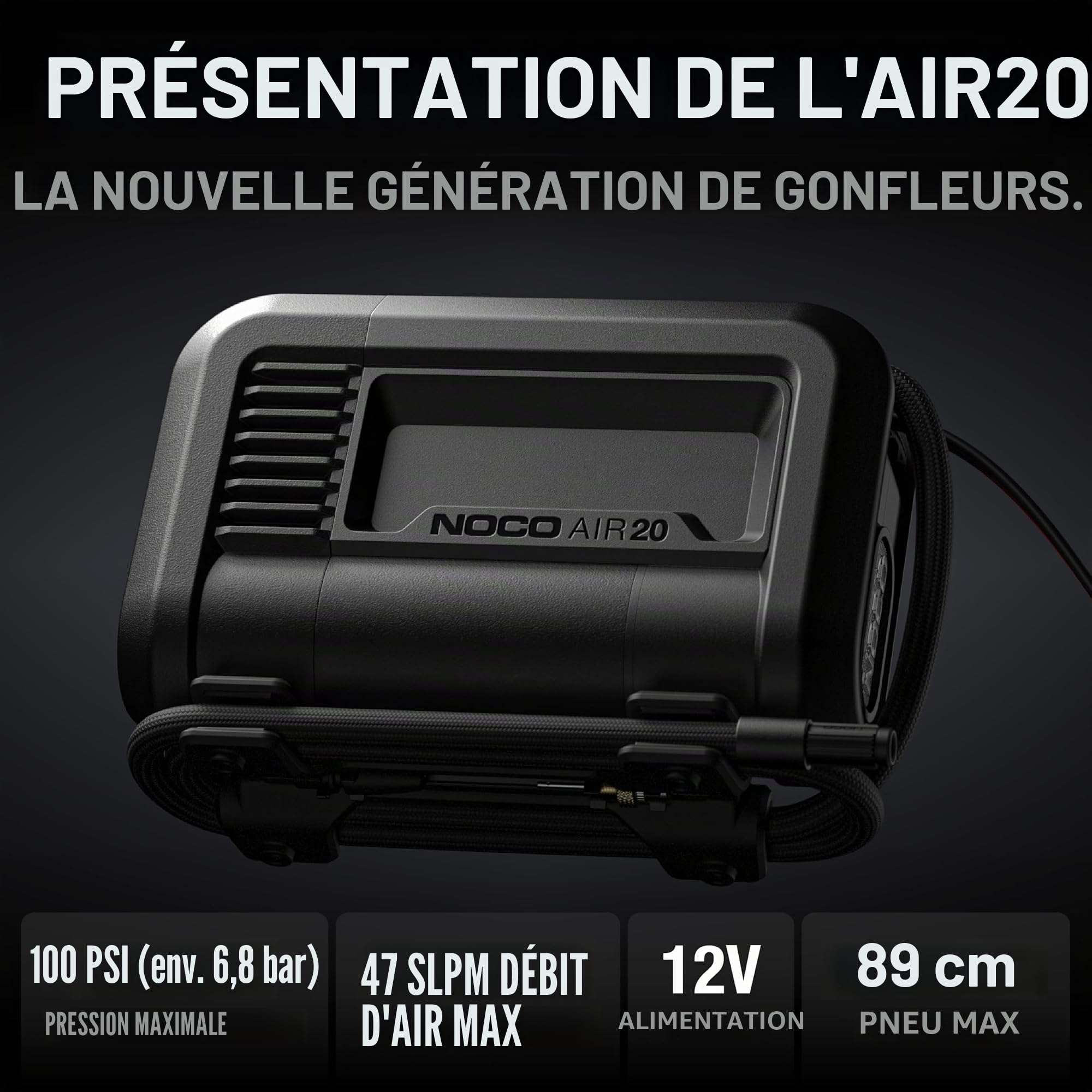 noco-air20-gonfleur-de-pneu-portable-20a-12v-compresseur-47-slpm-0-40-psi-en-2-5 image 2