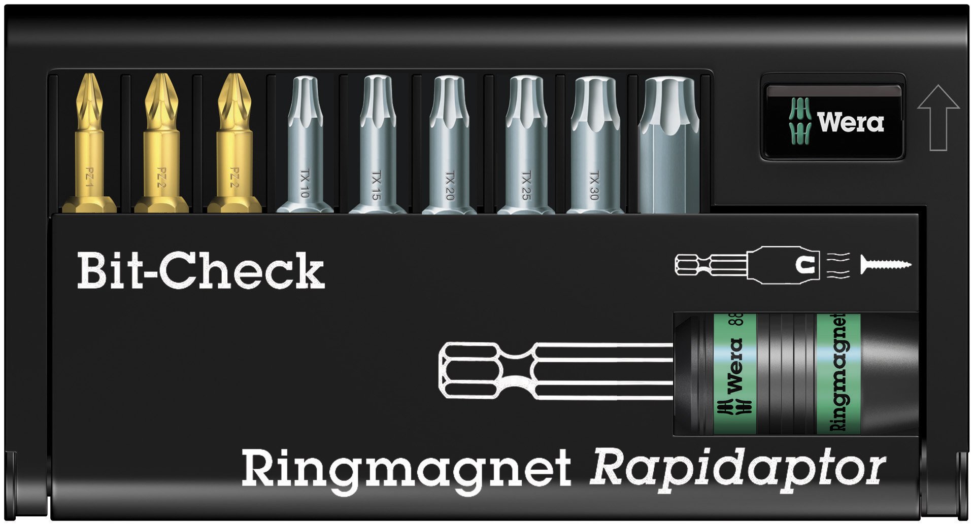 wera-8855-67-9-bit-check-jeu-de-10-embouts-et-porte-embouts-rapidaptor-aimant-an image 1