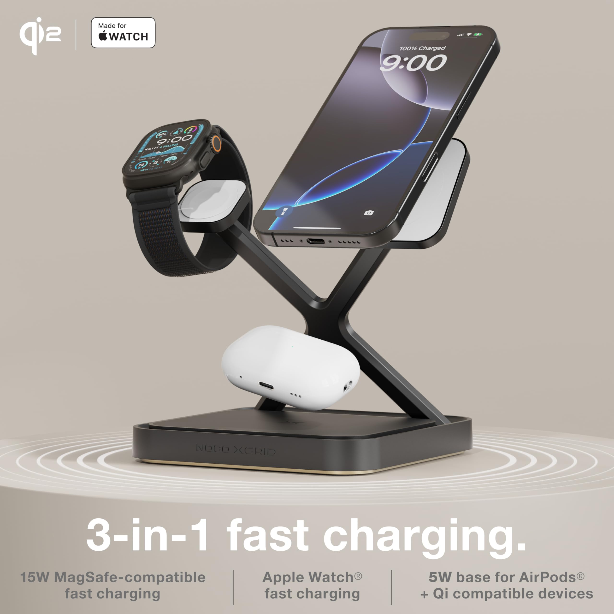 noco-xgrid-xds3-support-de-charge-sans-fil-3-en-1-iphone-apple-watch-et-airpods- image 2