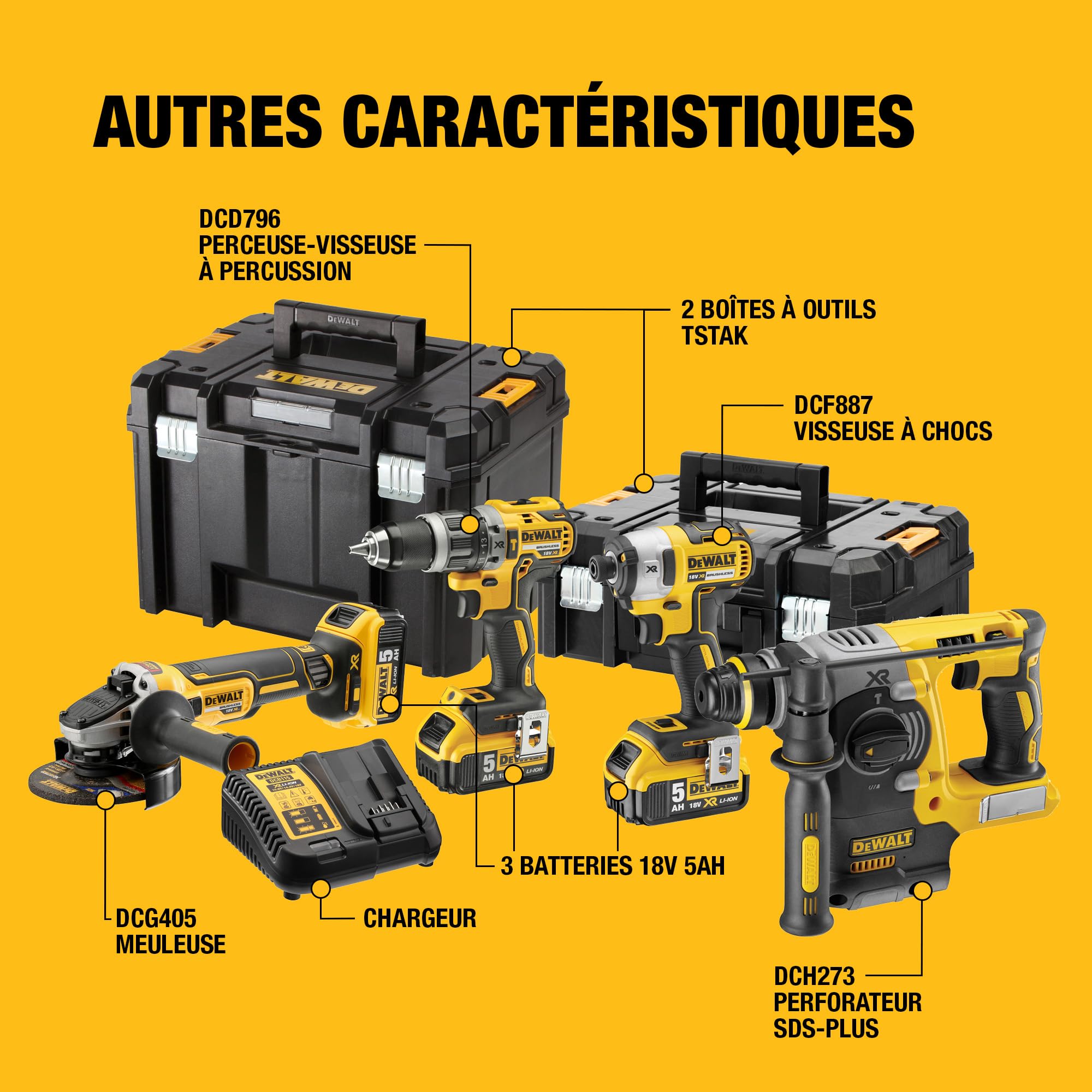 dewalt-dck422p3t-qw-kit-4-outils-xr-18v-brushless-perceuse-percussion-dcd796-vis image 8