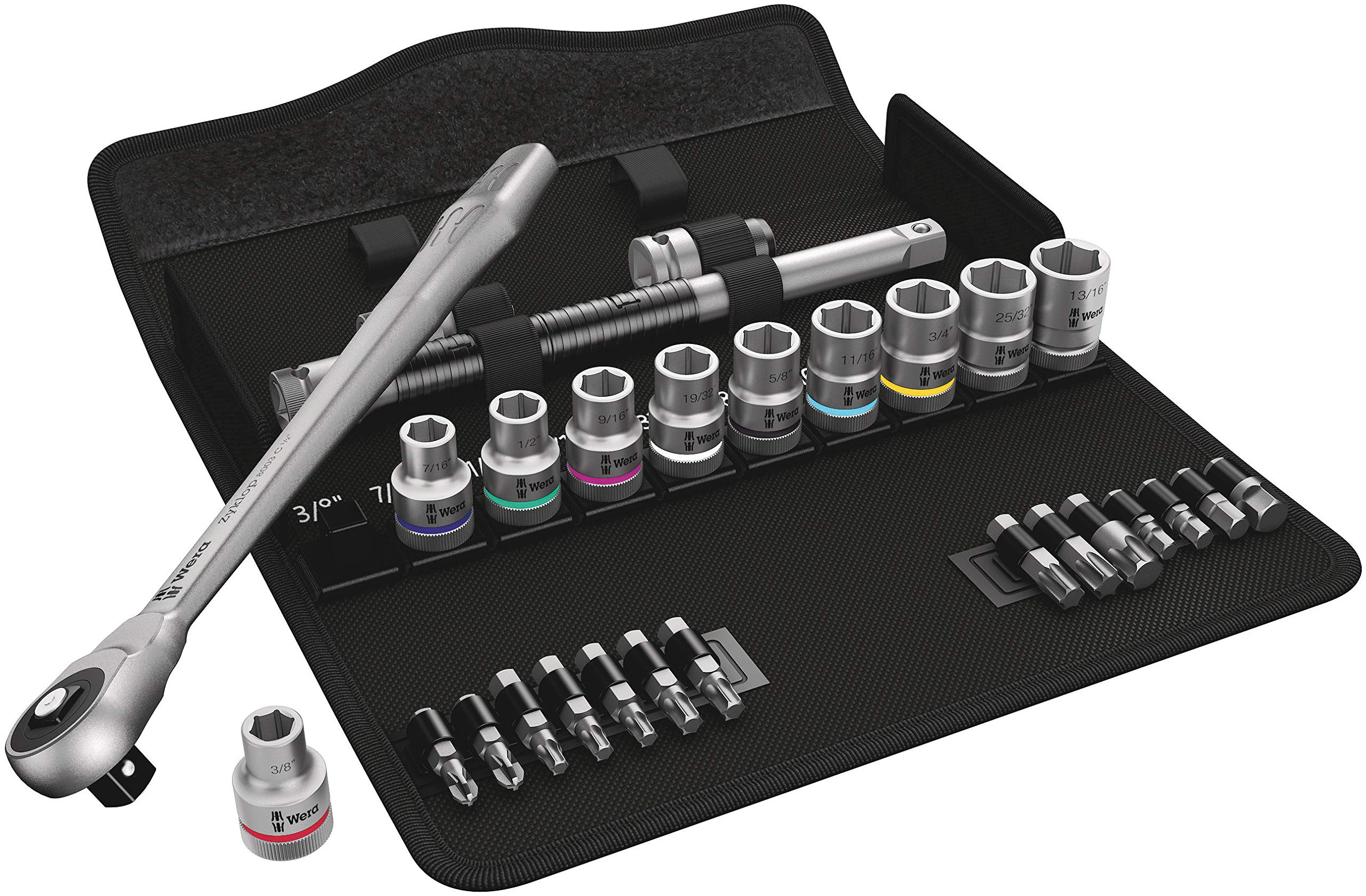 wera-8100-sb-10-jeu-zyklop-metal-ratchet-3-8-syst-me-imp-rial-avec-carr-traversa image 2